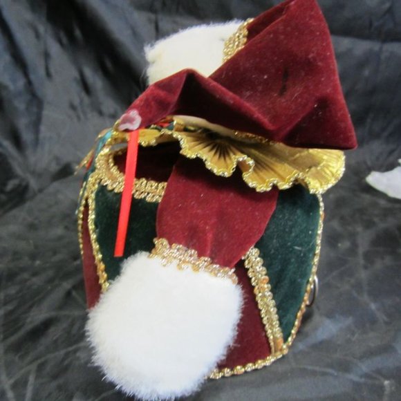 VINTAGE 80'S VELVET BURGUNDY/DK GREEN MUSICAL ANIMATED CHRISTMAS DECORATION - Picture 3 of 7